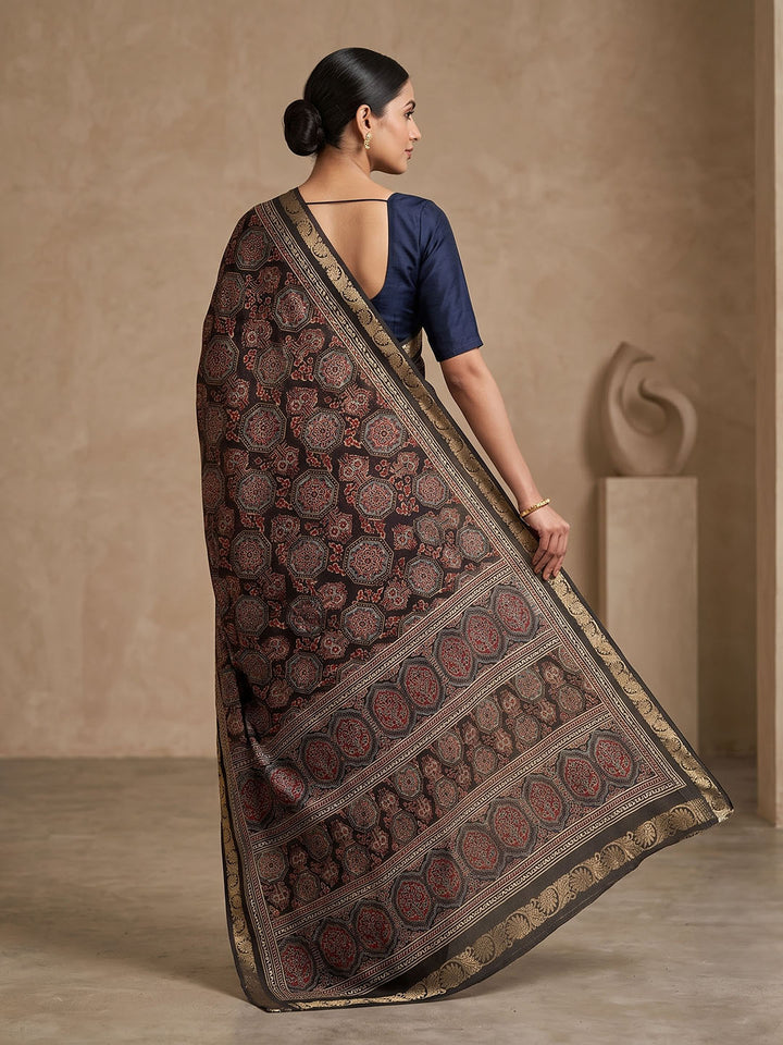 Black Chiffon Printed Saree