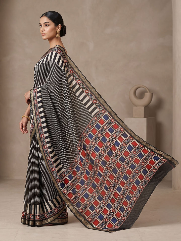 Black Chiffon Printed Saree