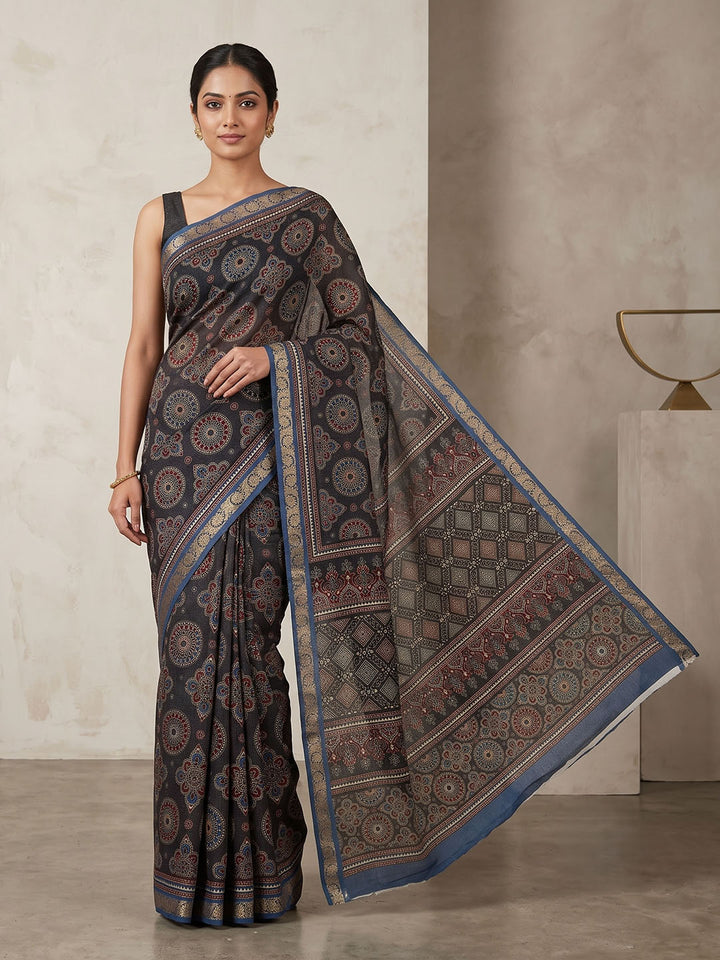 Black Chiffon Printed Saree