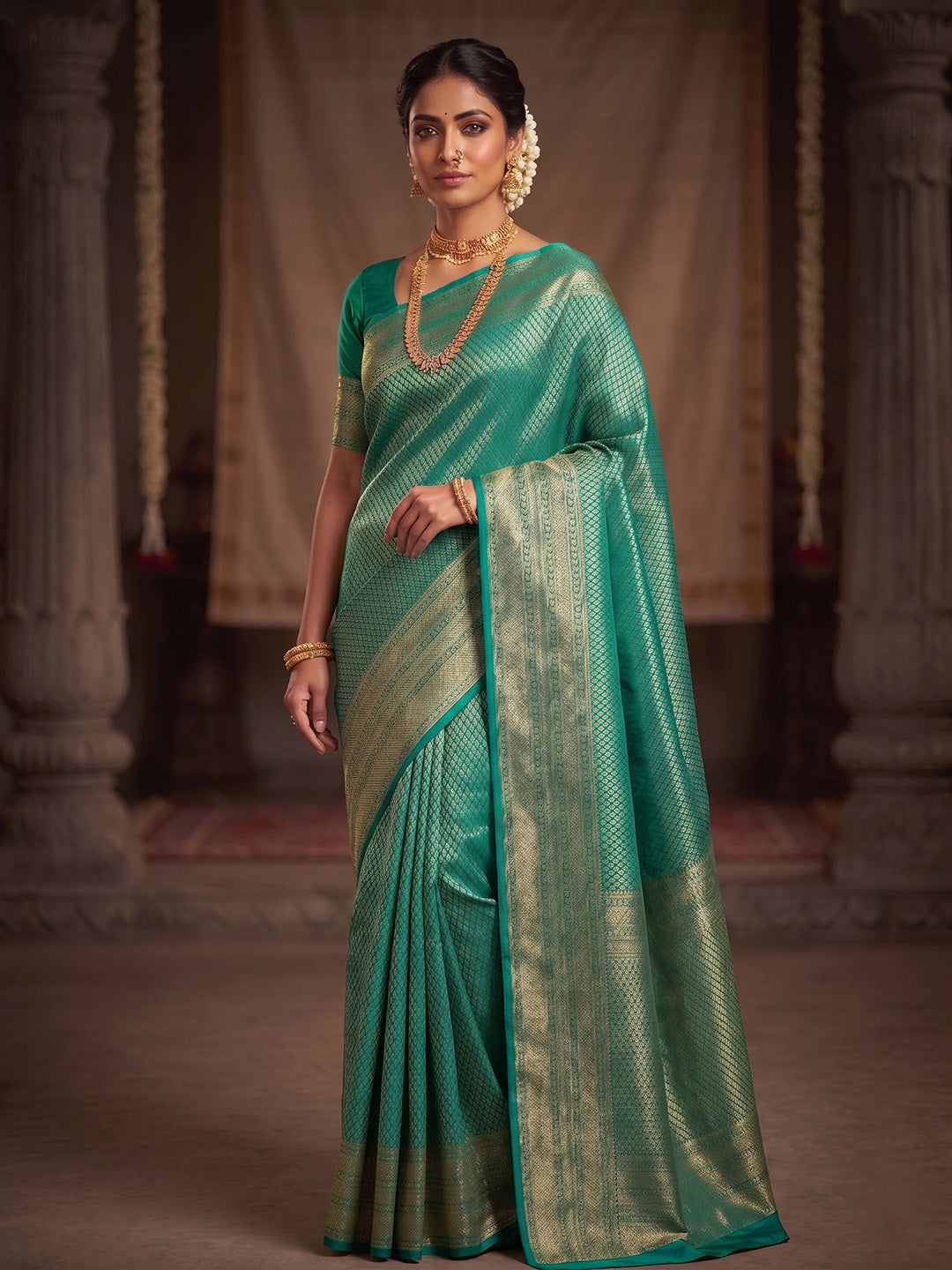 Blue Woven Design Art Silk Kanjivaram Saree