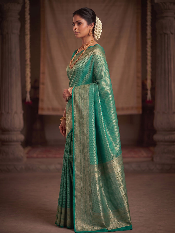 Blue Woven Design Art Silk Kanjivaram Saree