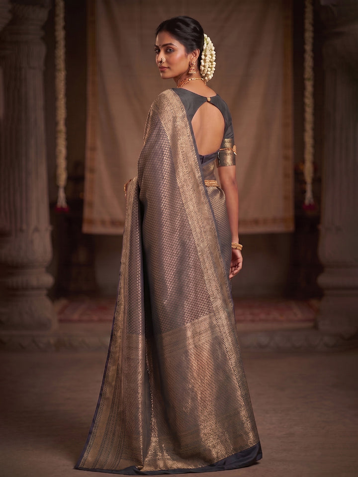 Grey Woven Design Art Silk Kanjivaram Saree