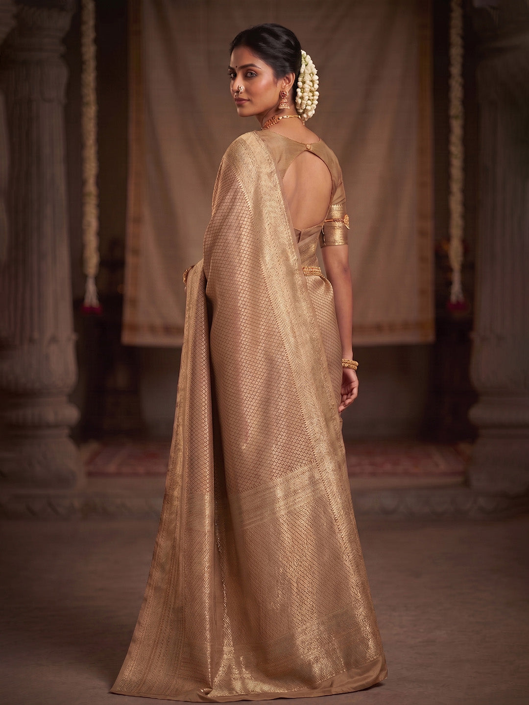 Off White Woven Design Art Silk Kanjivaram Saree