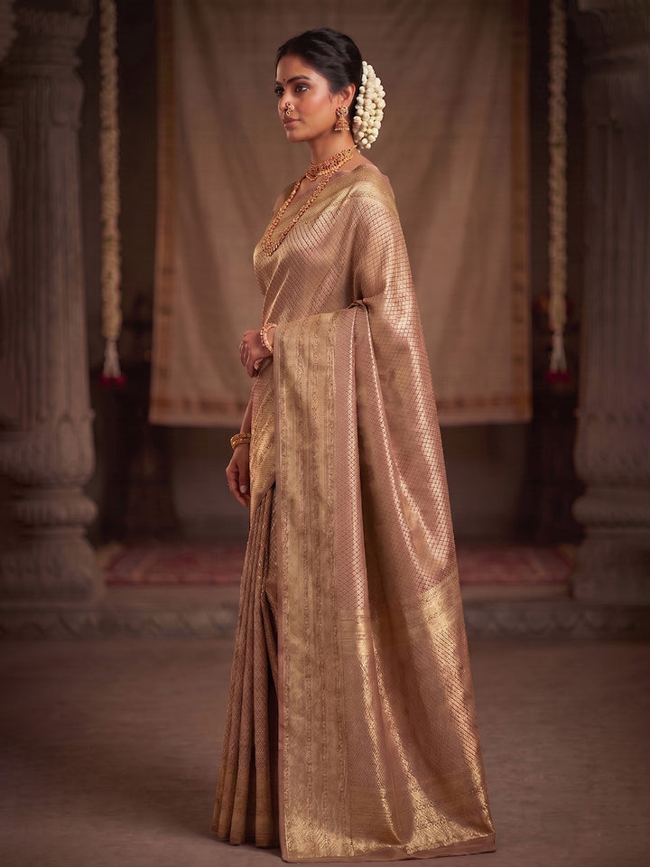 Off White Woven Design Art Silk Kanjivaram Saree