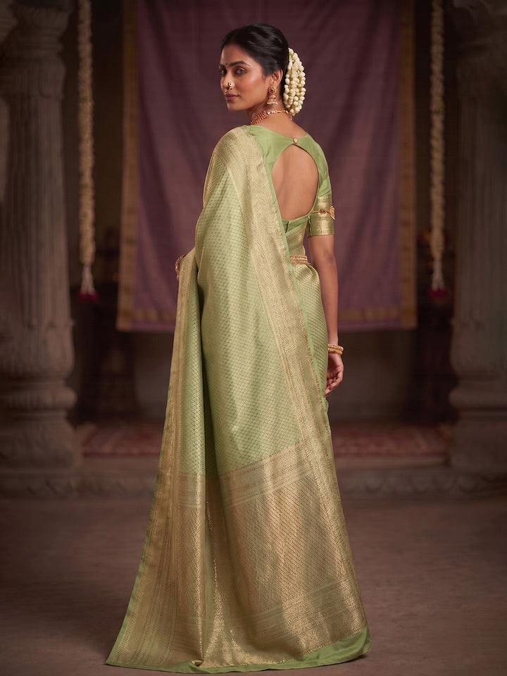Pista Green Woven Design Art Silk Kanjivaram Saree