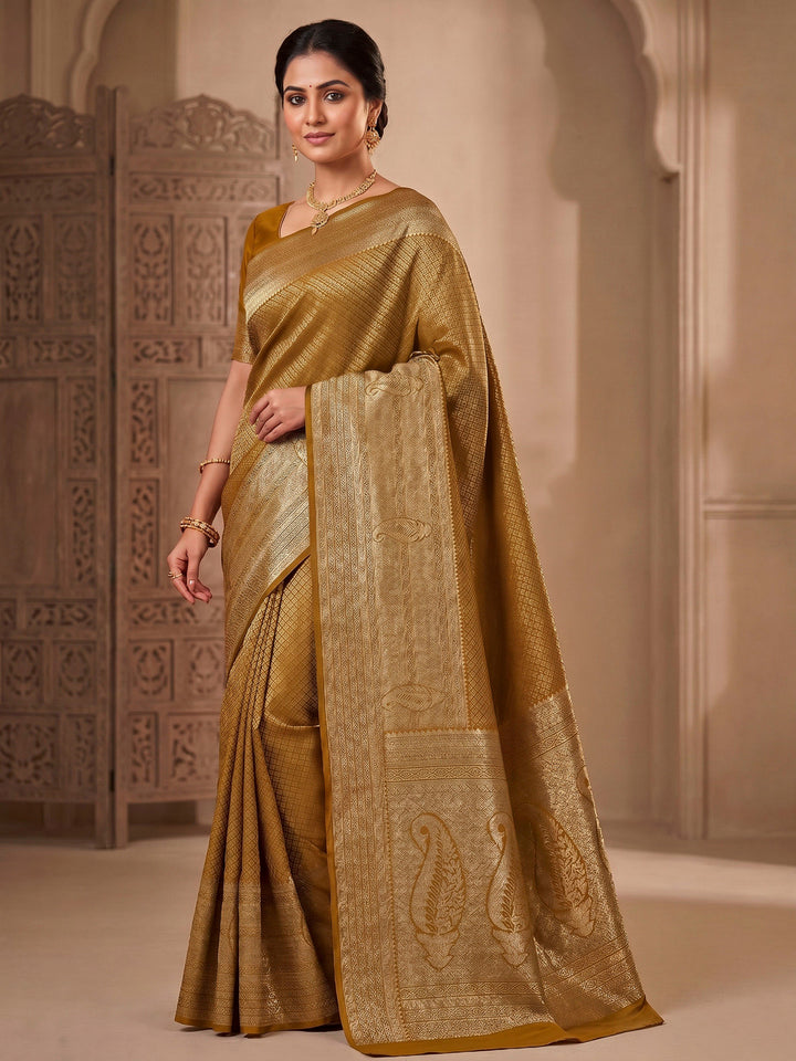 Yellow Woven Design Art Silk Kanjivaram Saree