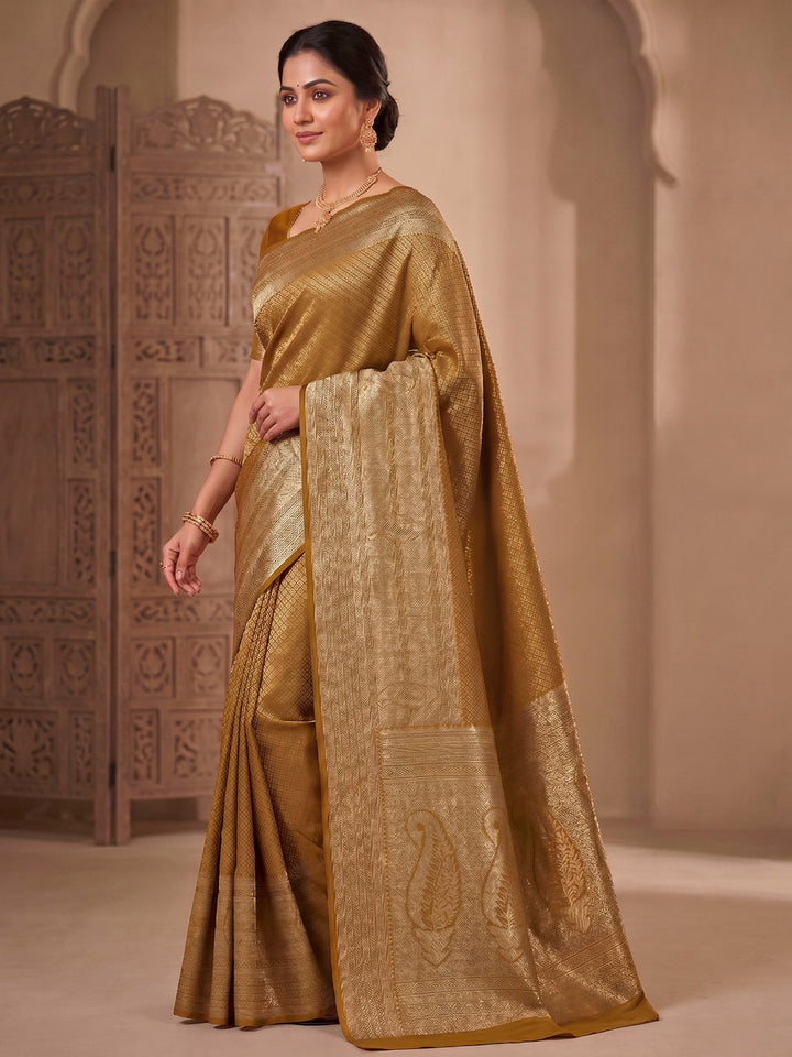 Yellow Woven Design Art Silk Kanjivaram Saree