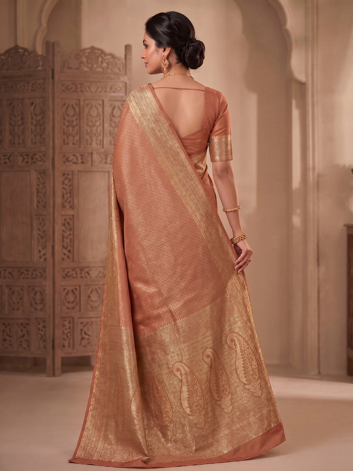 Orange Woven Design Art Silk Kanjivaram Saree