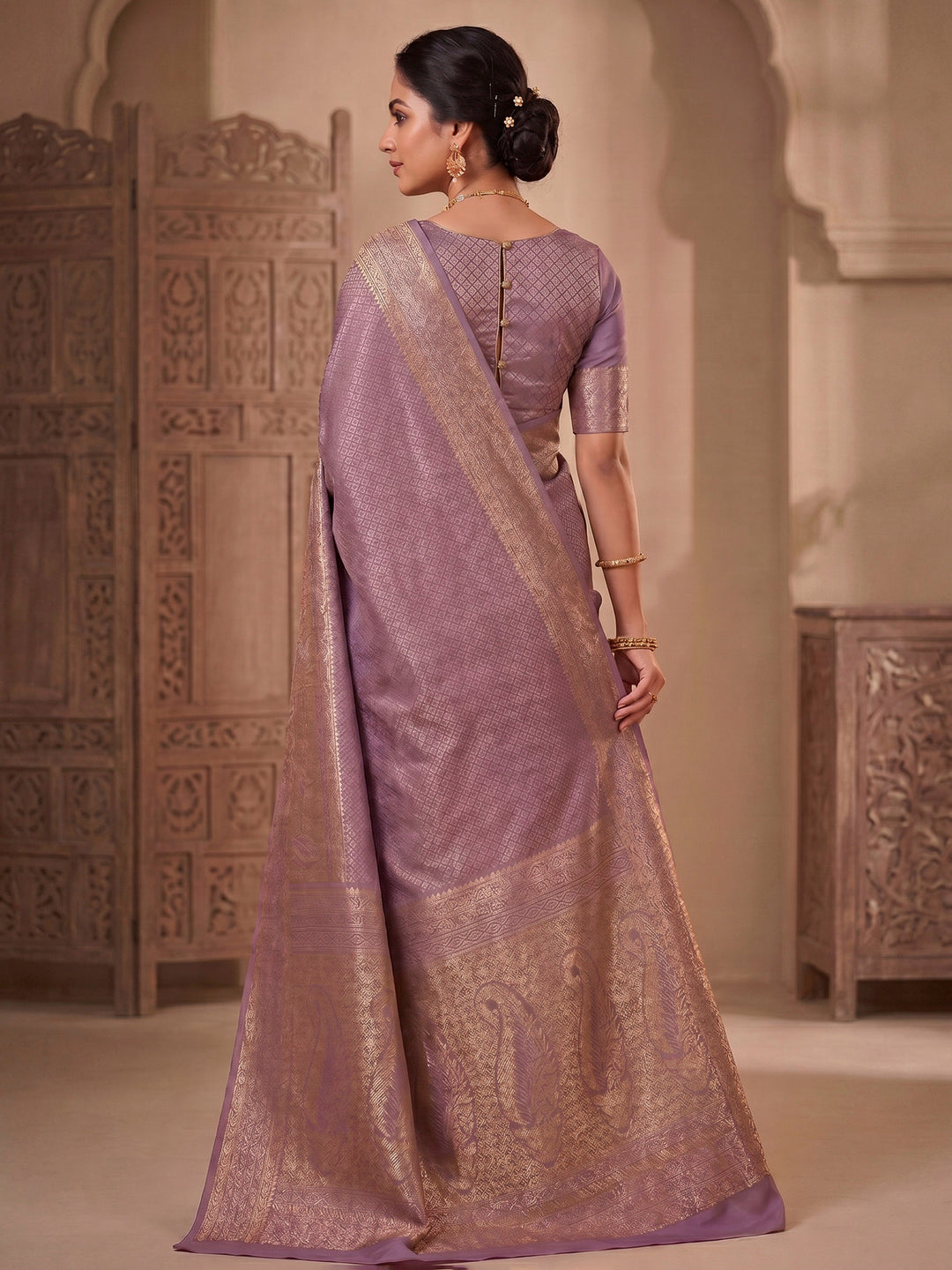 Pink Woven Design Art Silk Kanjivaram Saree