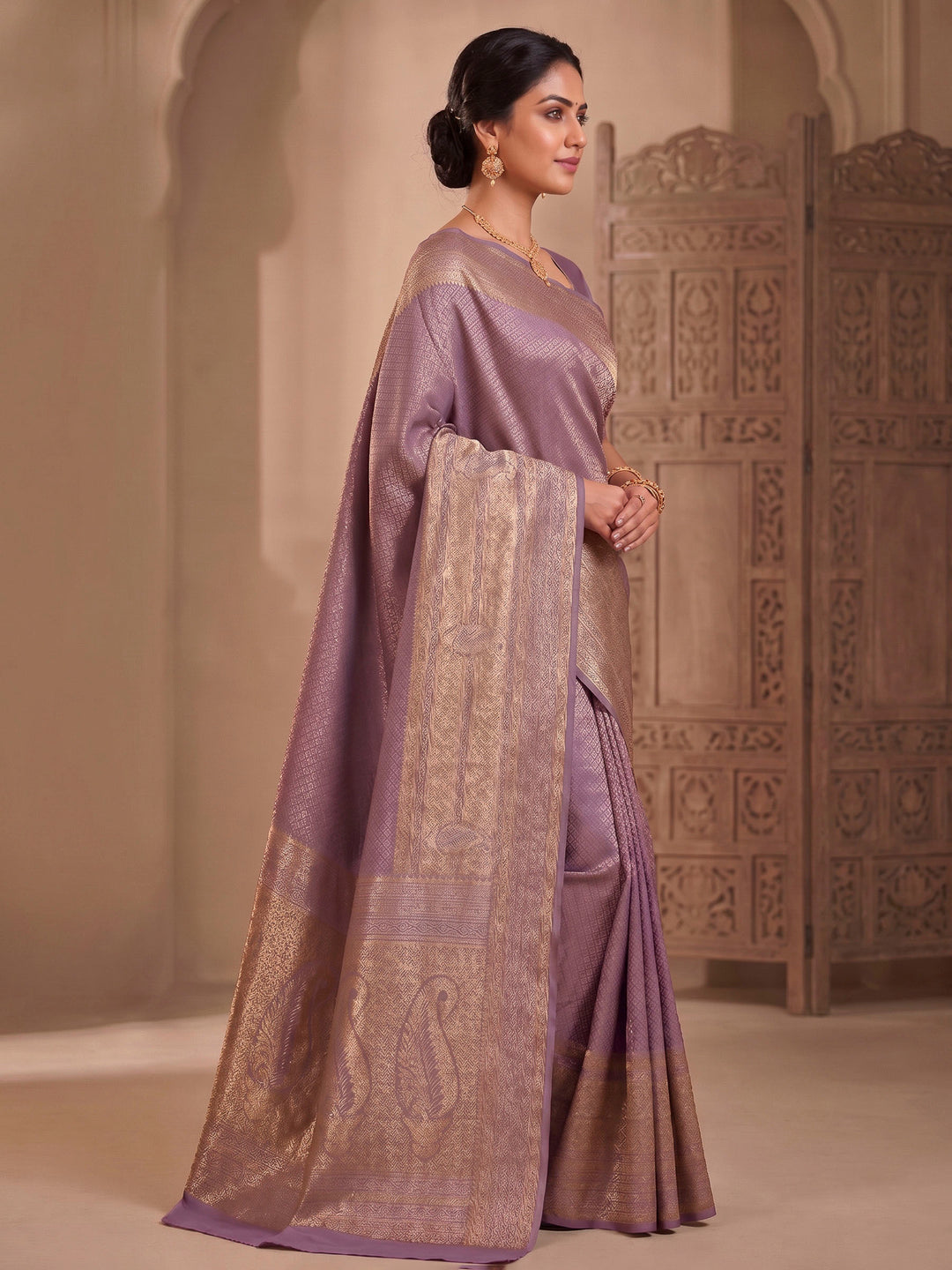 Pink Woven Design Art Silk Kanjivaram Saree