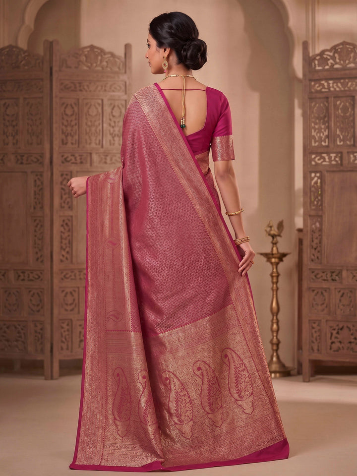 Magenta Woven Design Art Silk Kanjivaram Saree