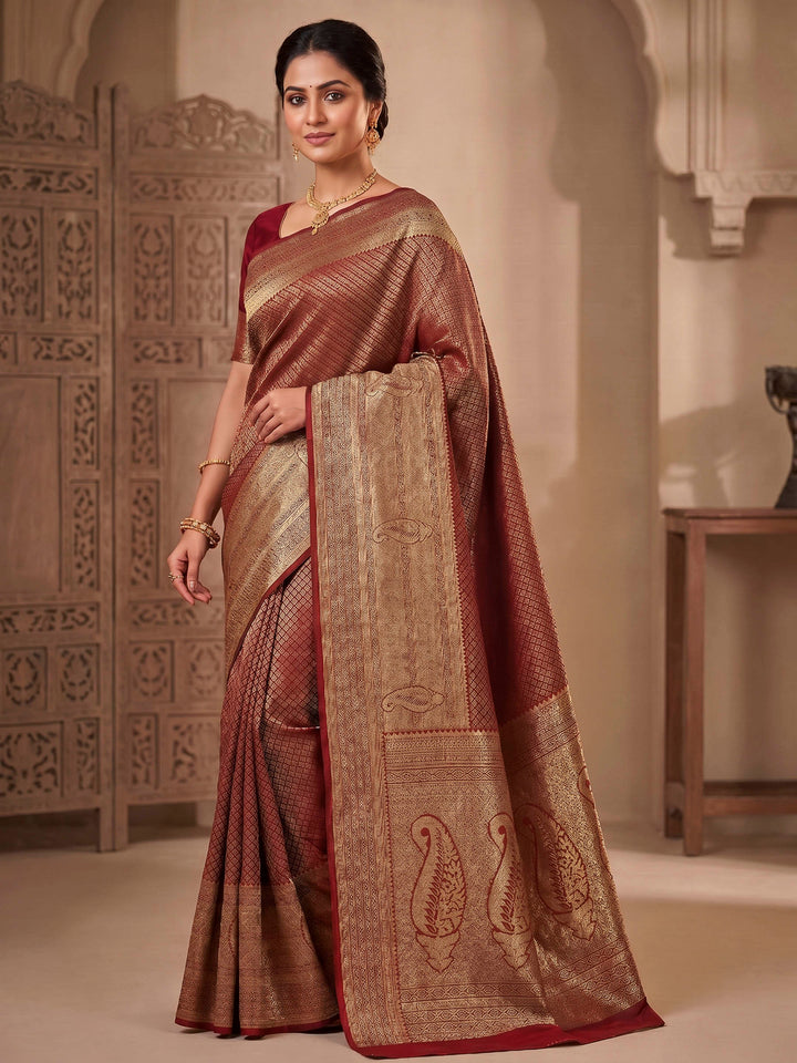 Red Woven Design Art Silk Kanjivaram Saree