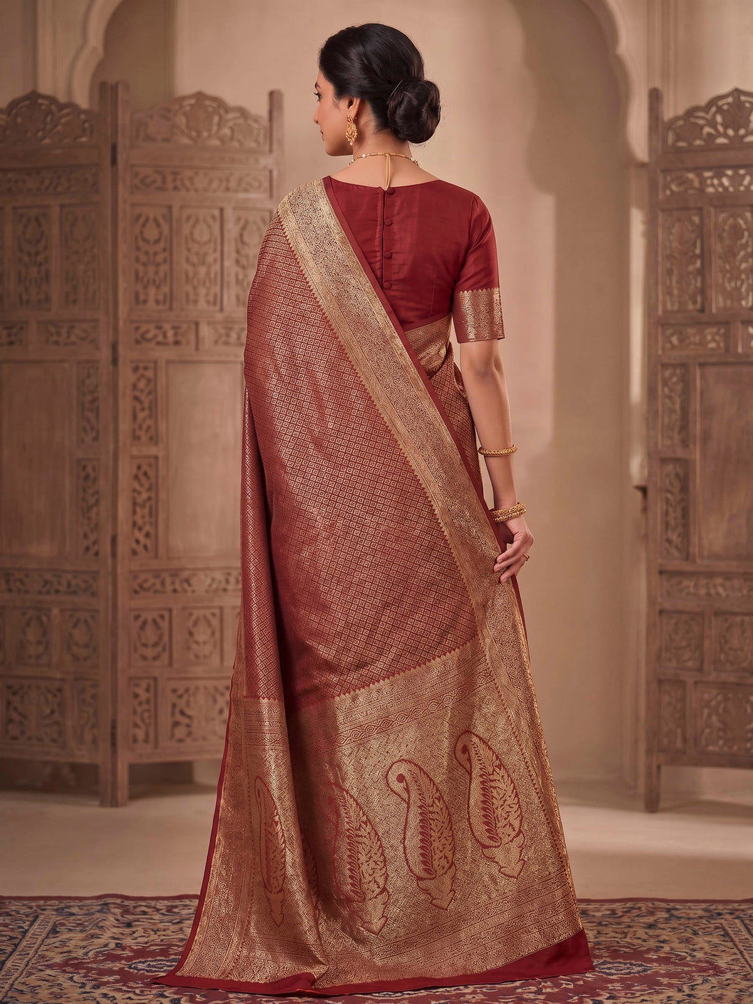 Red Woven Design Art Silk Kanjivaram Saree