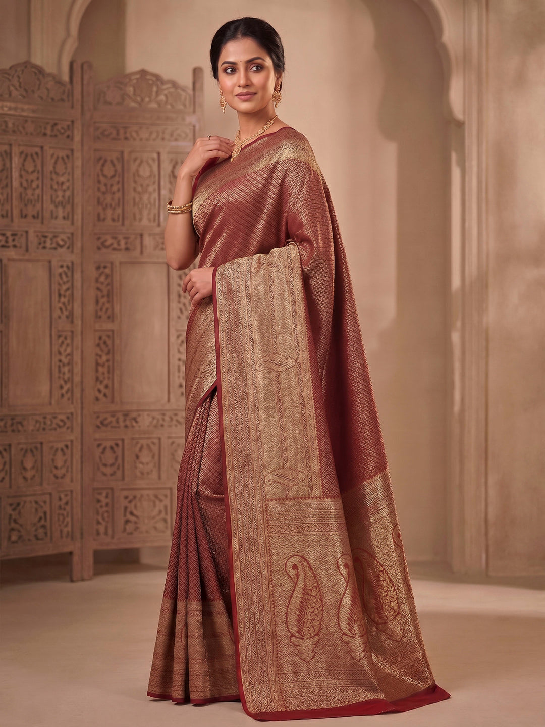 Red Woven Design Art Silk Kanjivaram Saree