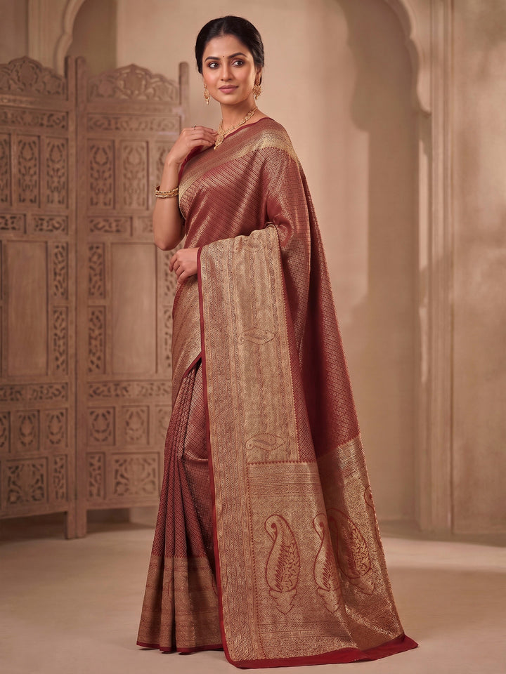 Red Woven Design Art Silk Kanjivaram Saree