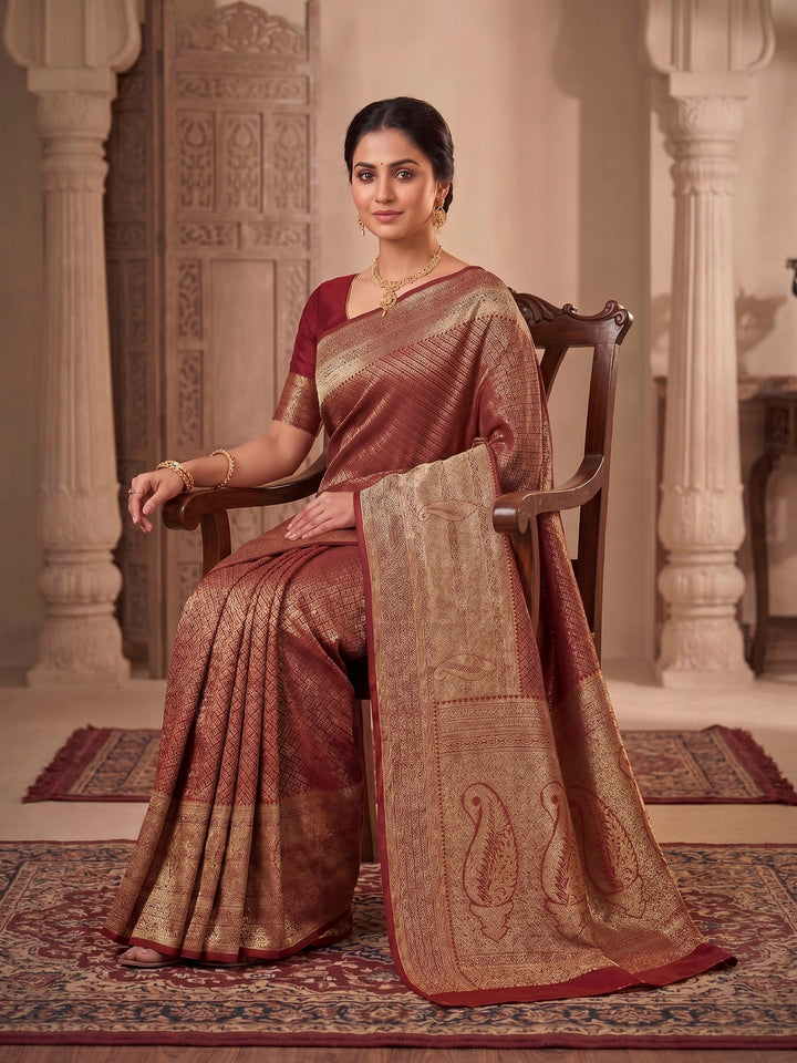 Red Woven Design Art Silk Kanjivaram Saree