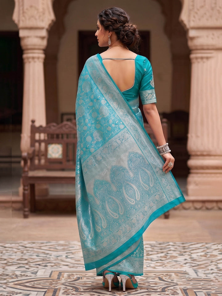 Blue Woven Design Art Silk Kanjivaram Saree