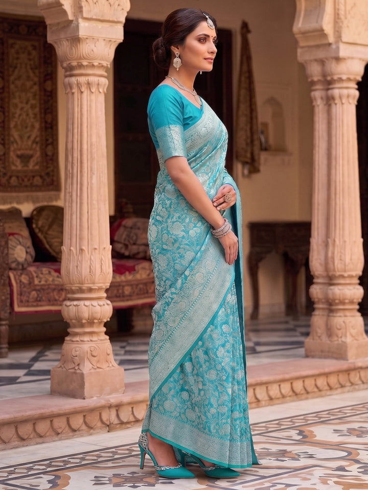 Blue Woven Design Art Silk Kanjivaram Saree
