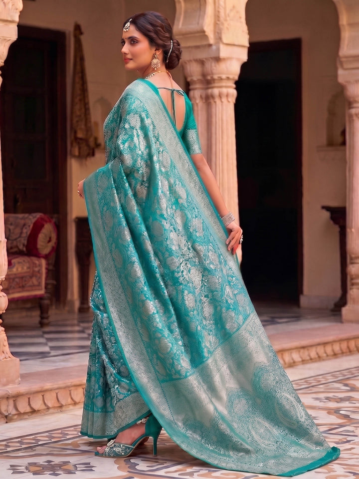 Blue Woven Design Art Silk Kanjivaram Saree