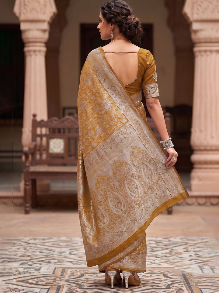 Mustard Woven Design Art Silk Kanjivaram Saree