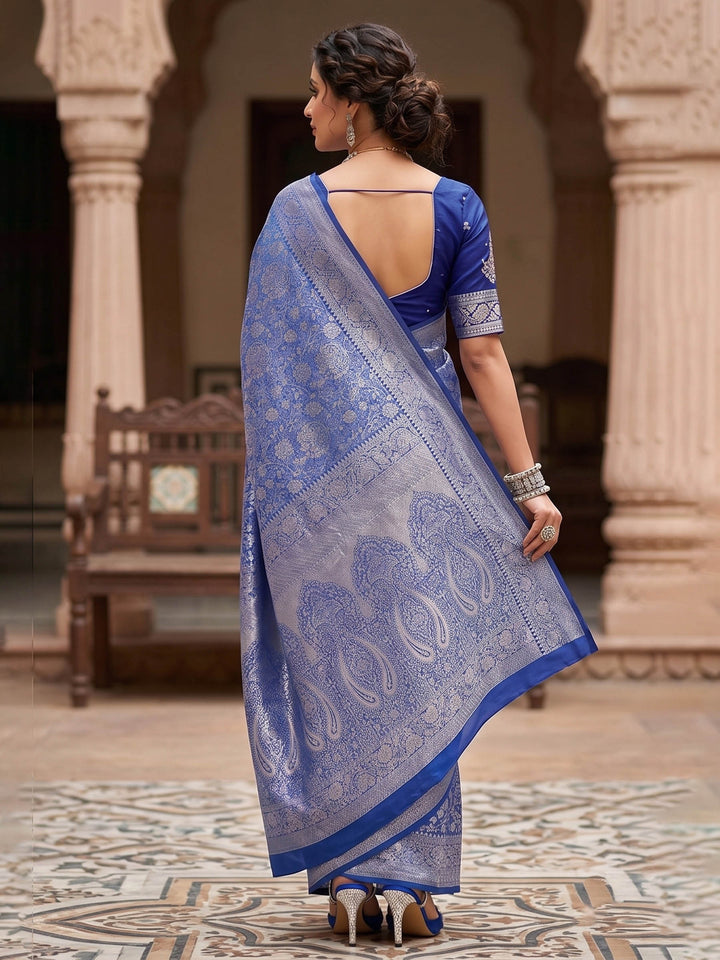 Royal Blue Woven Design Art Silk Kanjivaram Saree
