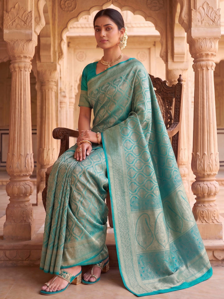 Blue Woven Design Art Silk Kanjivaram Saree