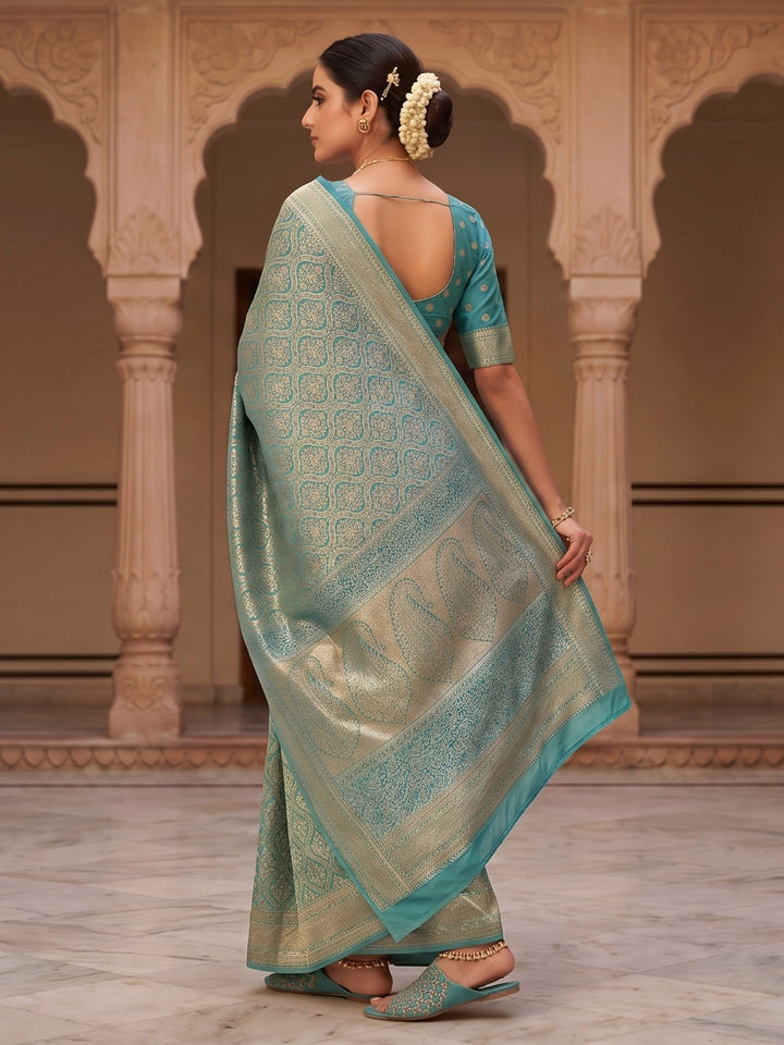 Blue Woven Design Art Silk Kanjivaram Saree