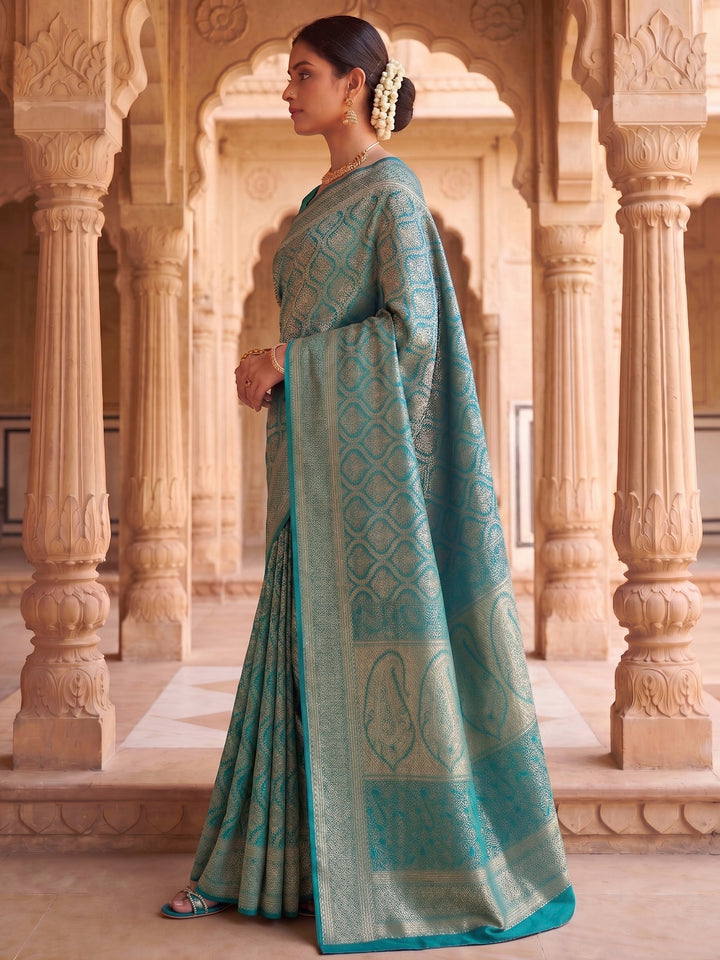 Blue Woven Design Art Silk Kanjivaram Saree