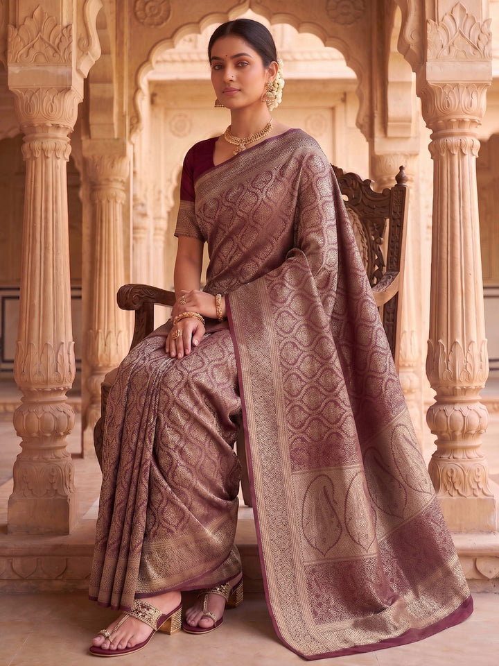Maroon Woven Design Art Silk Kanjivaram Saree