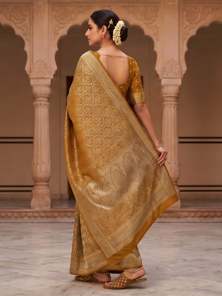 Mustard Woven Design Art Silk Kanjivaram Saree
