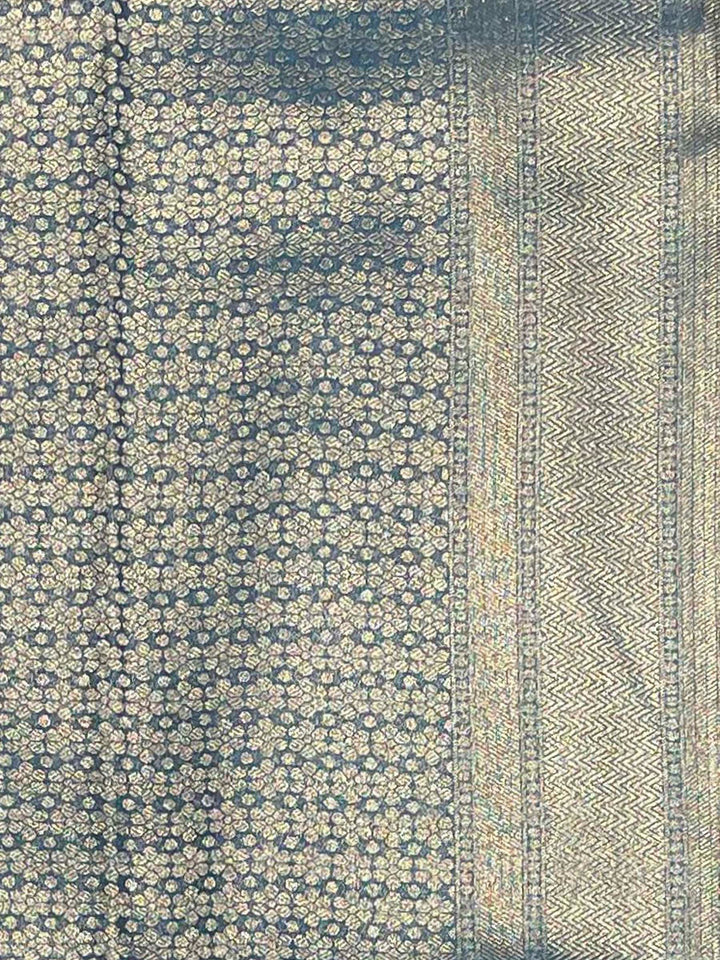 Peacock Blue Woven Design Art Silk Kanjivaram Saree