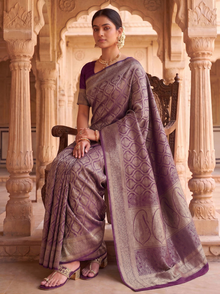 Wine Woven Design Art Silk Kanjivaram Saree