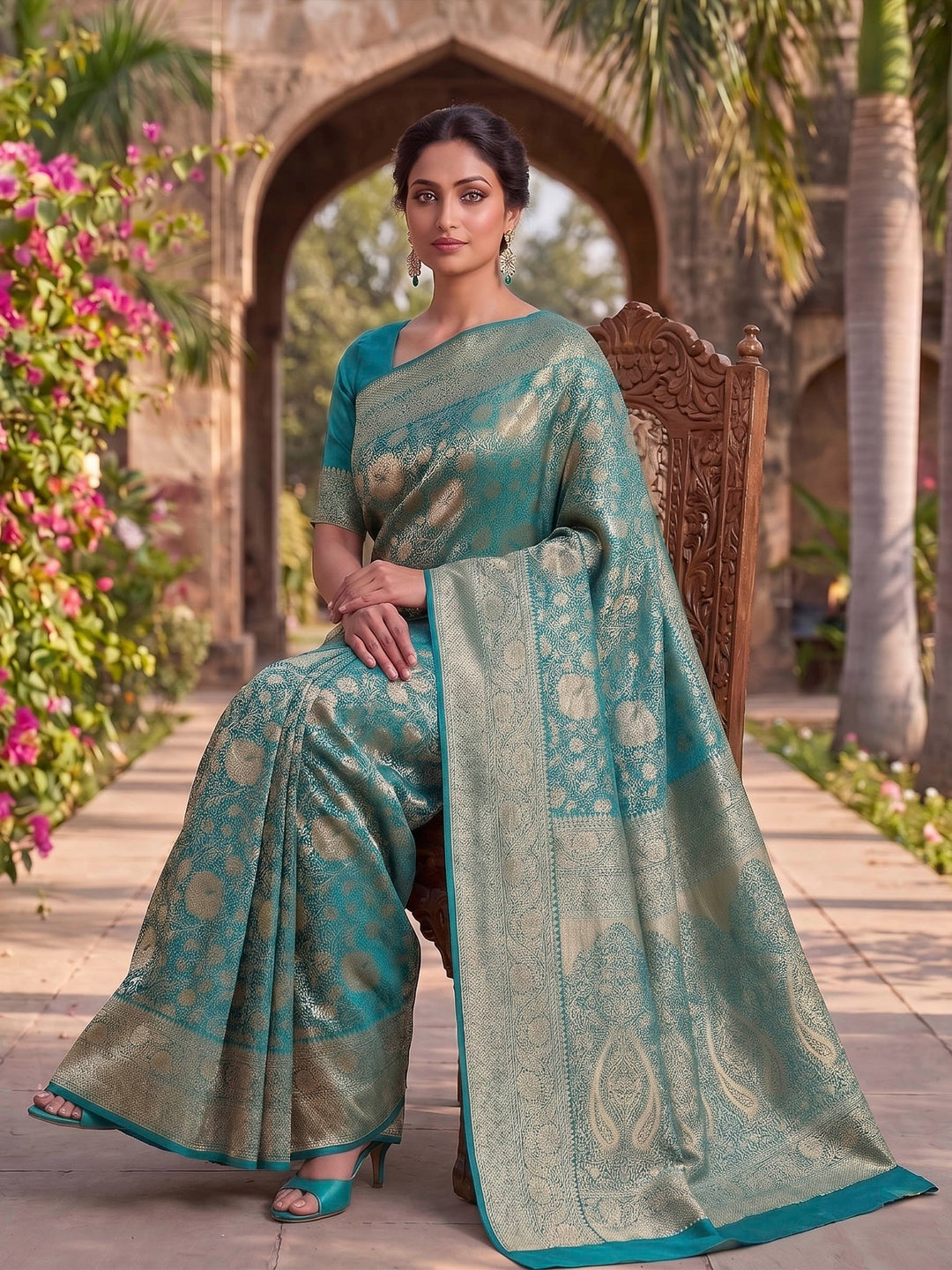 Blue Woven Design Art Silk Kanjivaram Saree