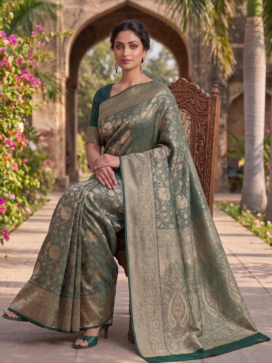 Green Woven Design Art Silk Kanjivaram Saree