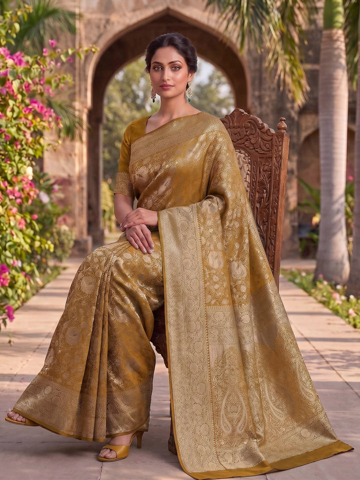 Mustard Woven Design Art Silk Kanjivaram Saree