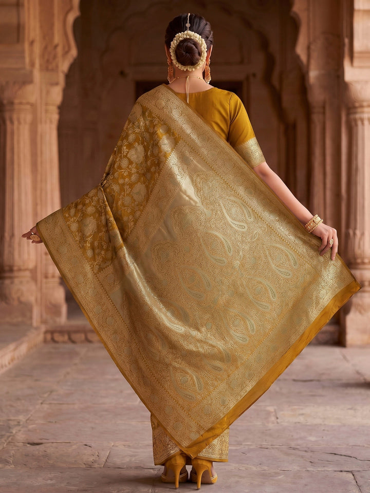 Mustard Woven Design Art Silk Kanjivaram Saree