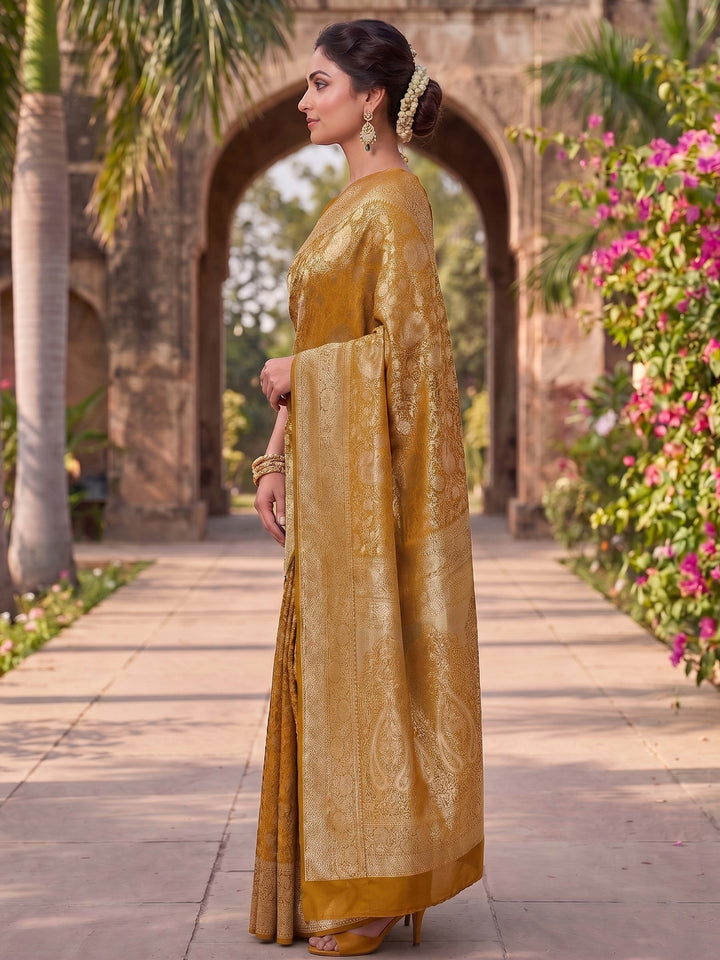 Mustard Woven Design Art Silk Kanjivaram Saree