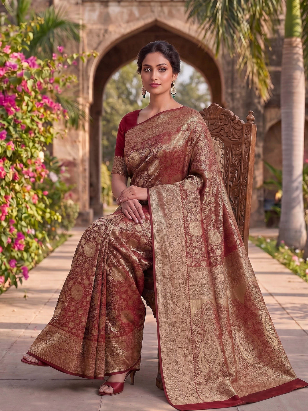 Red Woven Design Art Silk Kanjivaram Saree