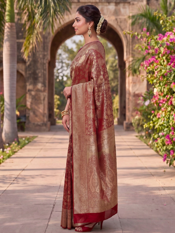 Red Woven Design Art Silk Kanjivaram Saree