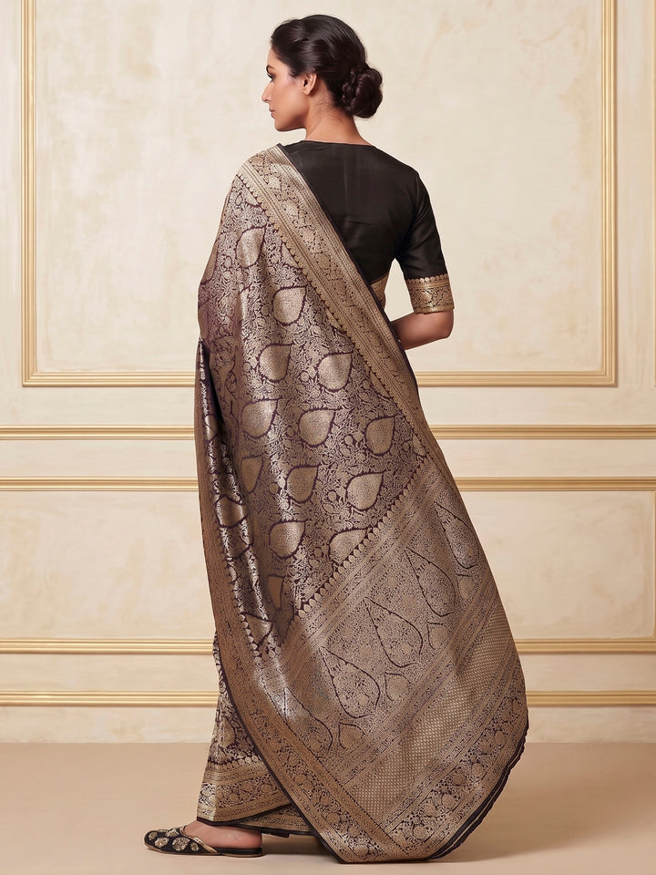 Black Woven Design Art Silk Kanjivaram Saree