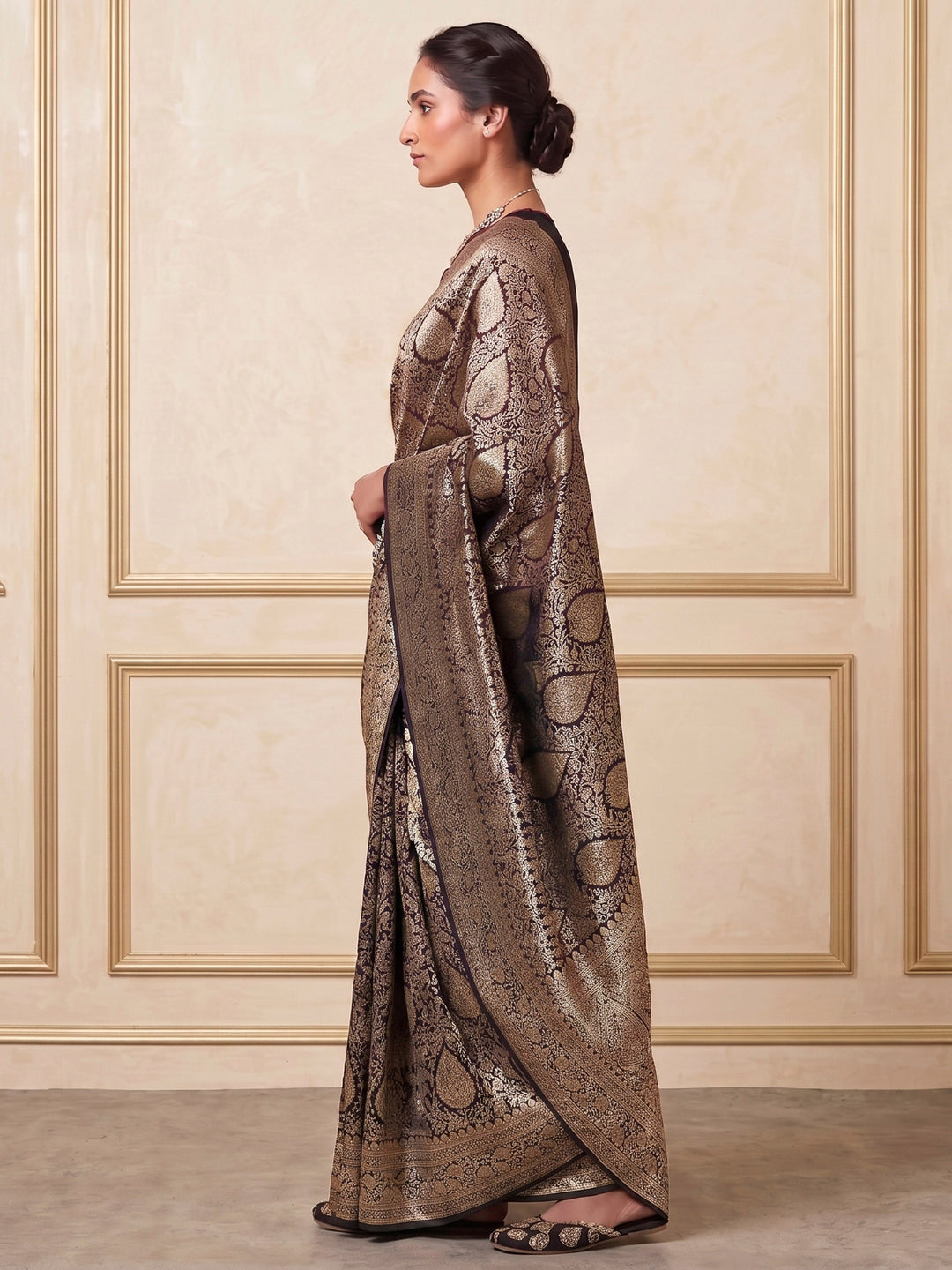 Black Woven Design Art Silk Kanjivaram Saree