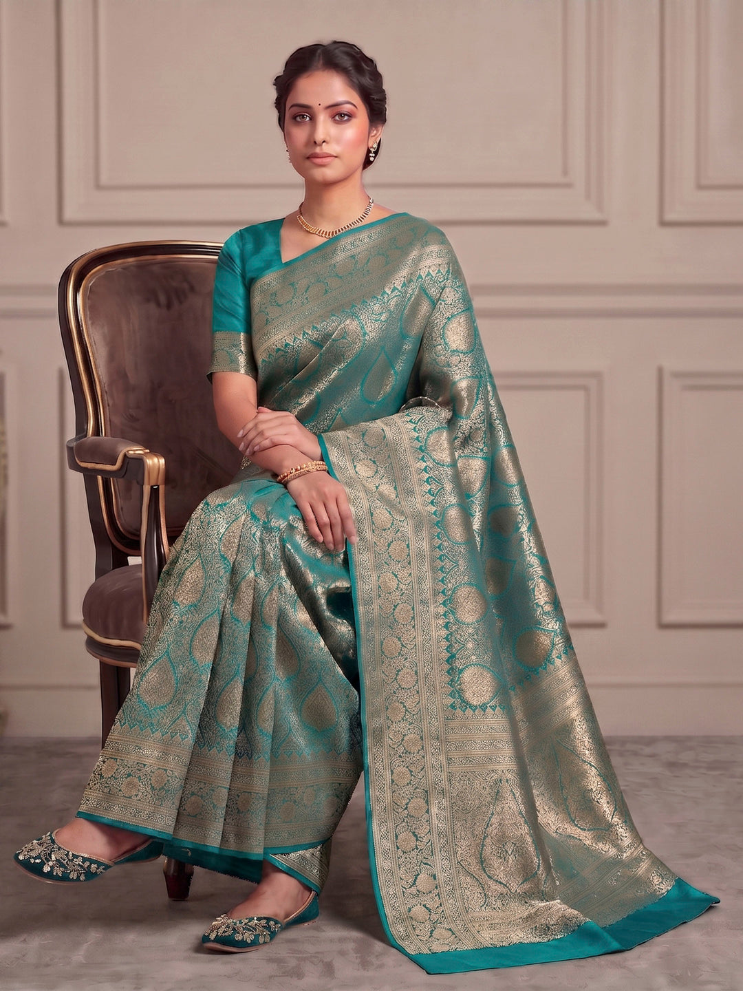 Blue Woven Design Art Silk Kanjivaram Saree