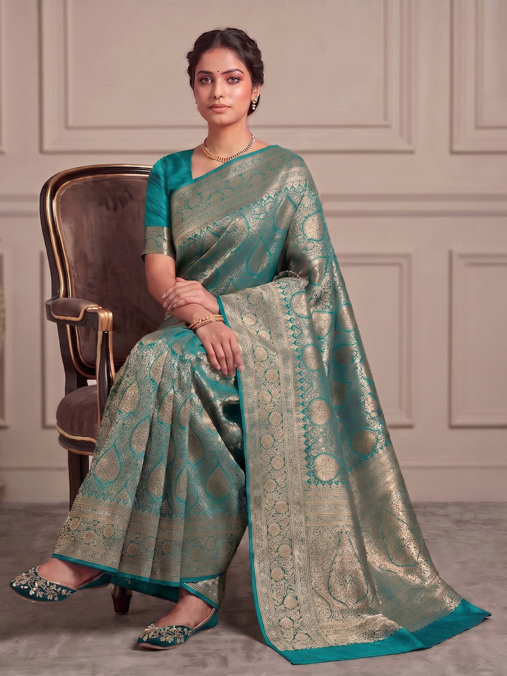 Blue Woven Design Art Silk Kanjivaram Saree