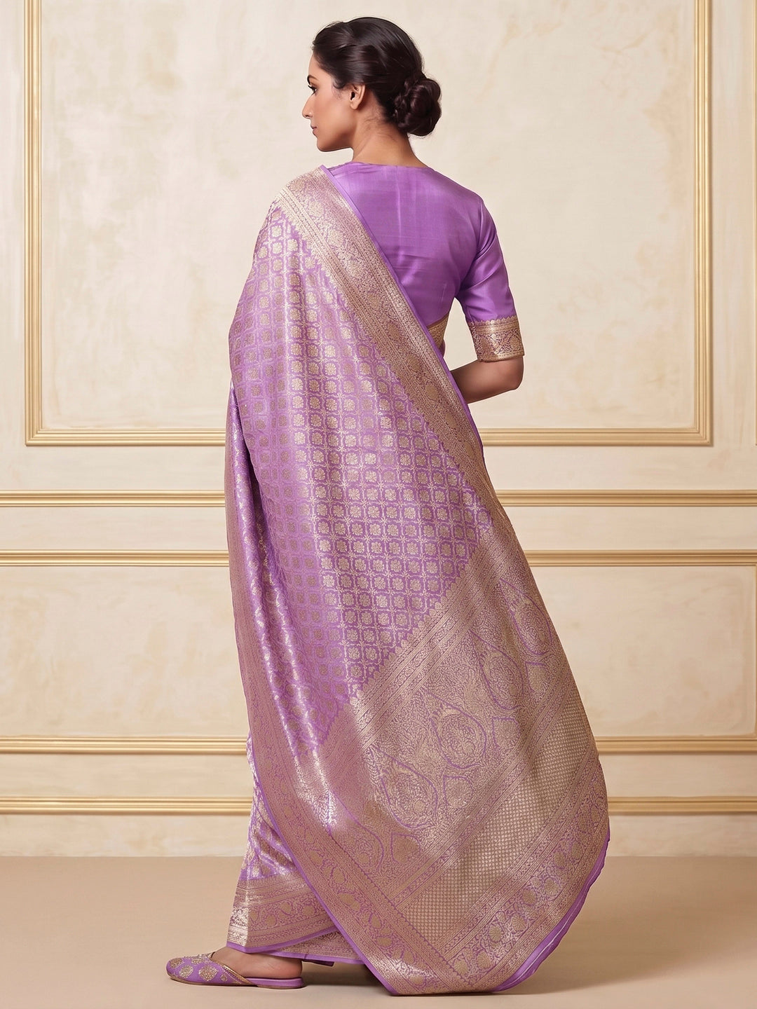 Lavender Woven Design Art Silk Kanjivaram Saree