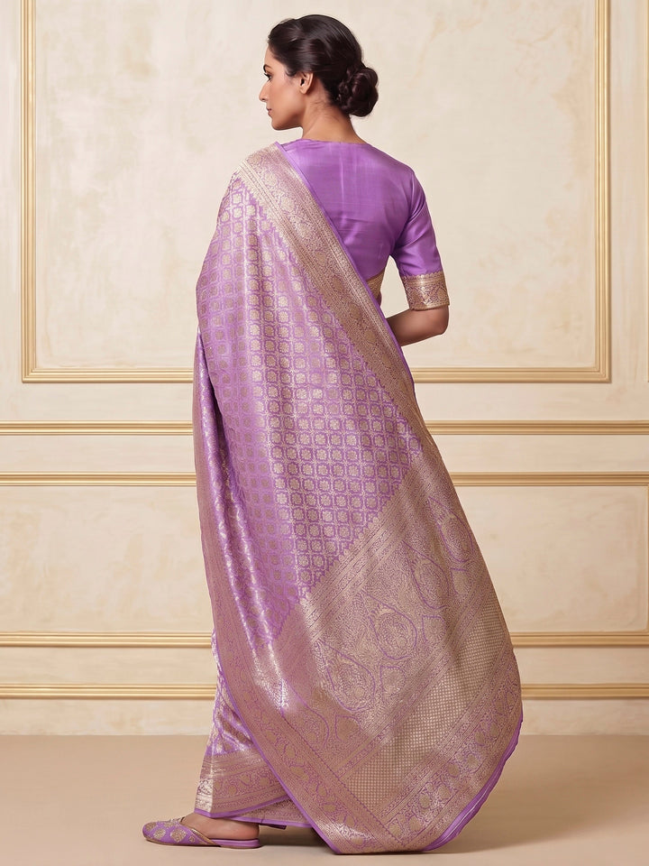 Lavender Woven Design Art Silk Kanjivaram Saree