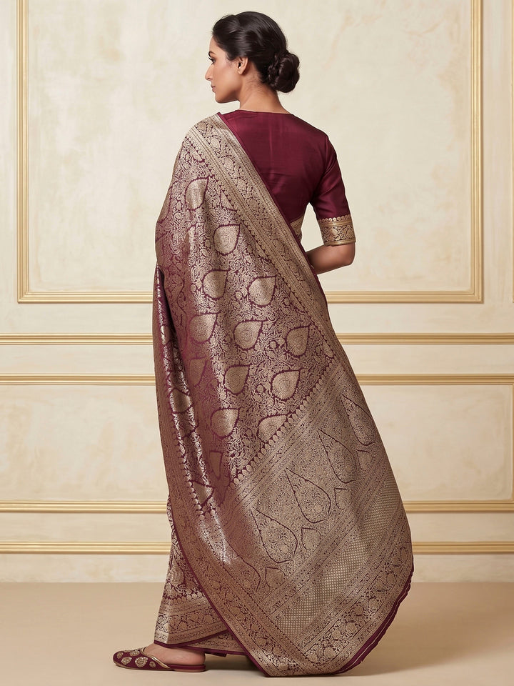 Maroon Woven Design Art Silk Kanjivaram Saree