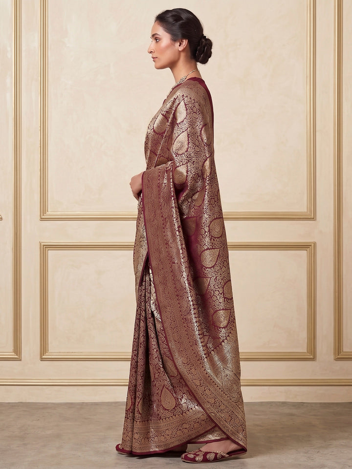 Maroon Woven Design Art Silk Kanjivaram Saree