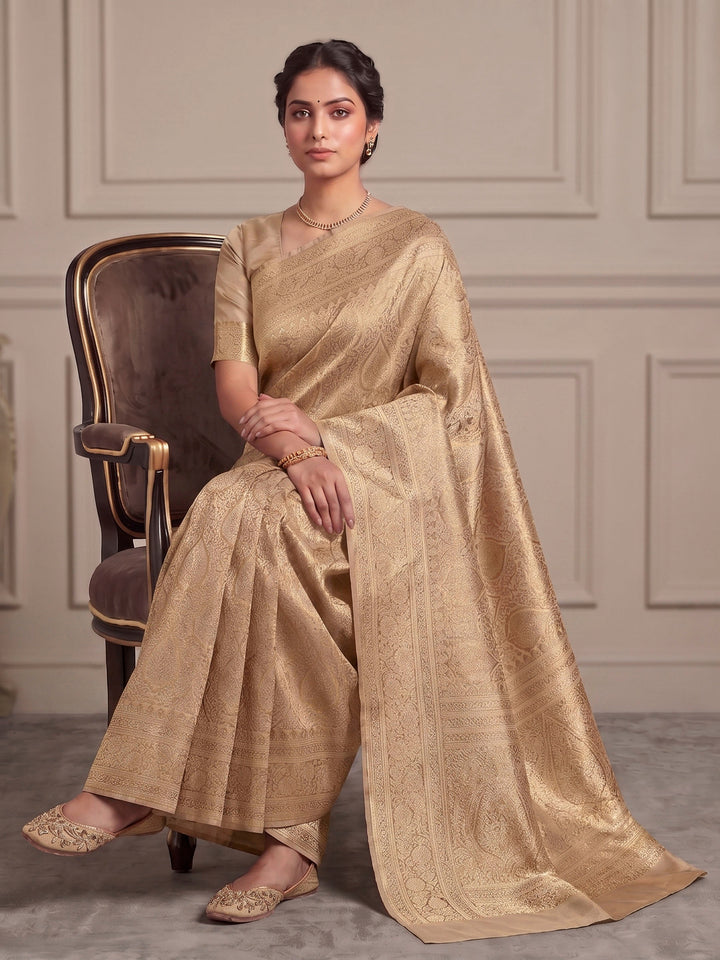 Off White Woven Design Art Silk Kanjivaram Saree
