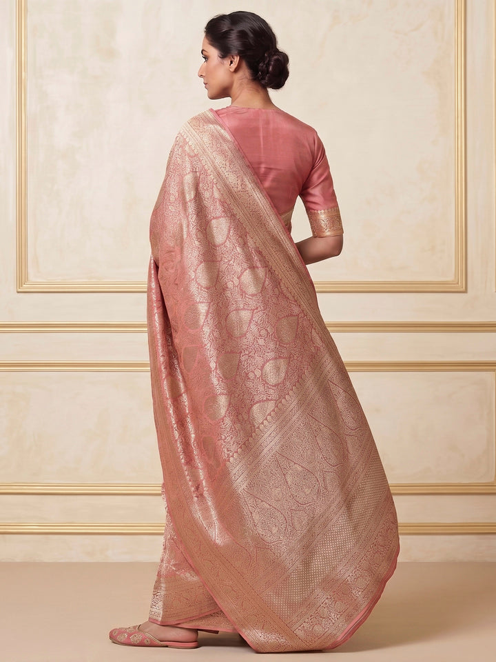 Peach Woven Design Art Silk Kanjivaram Saree