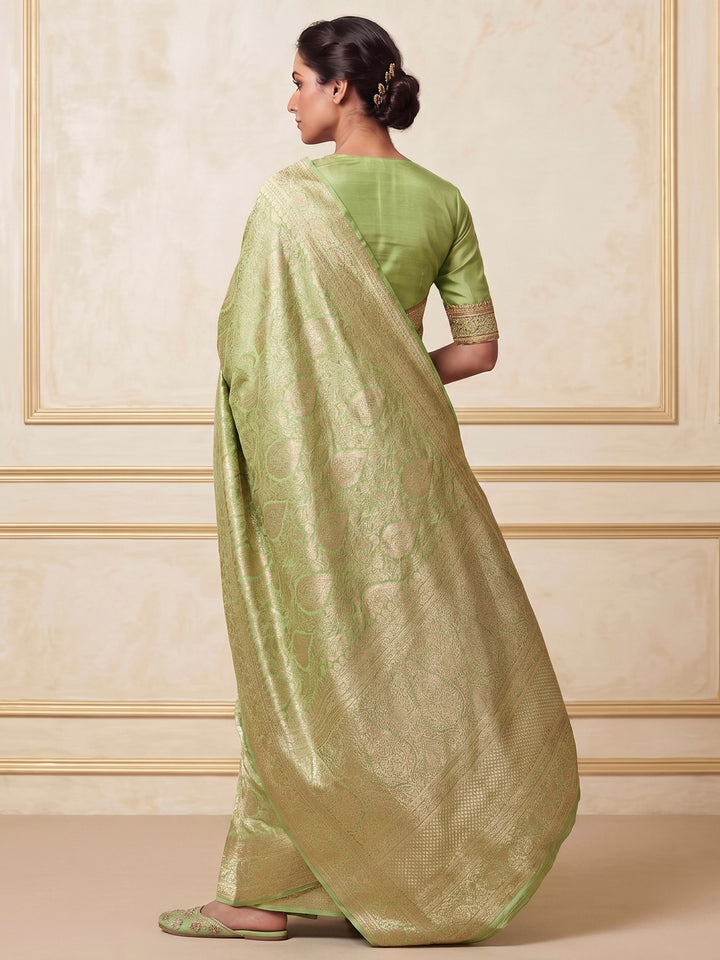 Pista Green Woven Design Art Silk Kanjivaram Saree